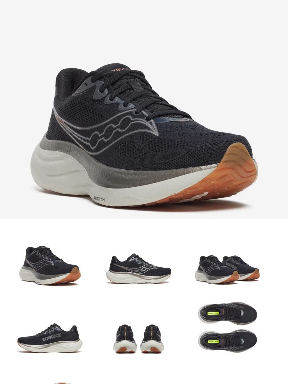 Men’s Saucony Ride 19 Black Running Shoes - Lightweight Cushioning